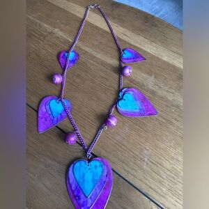 Women’s Heart Necklace-24 inches in-length-pink/purple/blue ❤️❤️❤️